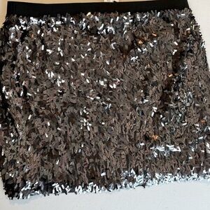 Express Fringe Sequin Stretch Skirt Rock Festival Club Bloggers S/M 6/8 Zara